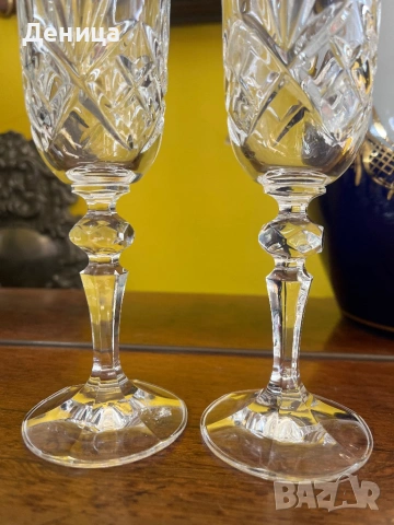 Елегантни кристални чаши за двама Височина-20 см Вместимост-180 мл Цена-15 евро, снимка 10 - Чаши - 53265735