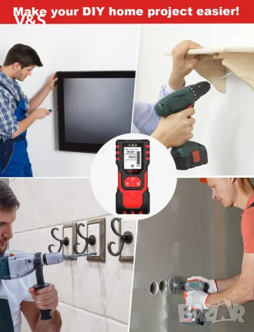 детектор  5 в 1  откриване на центъра и звуково предупреждение,метал,дърво,кабели,тръби,напрежение, снимка 6 - Други инструменти - 48302977