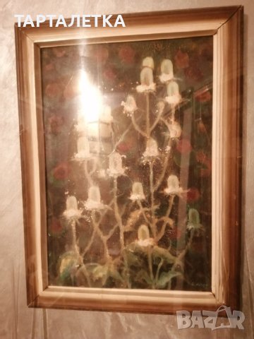  С. Дачев стара Картина с макове в рамка С. Дачев , снимка 2 - Картини - 43506666