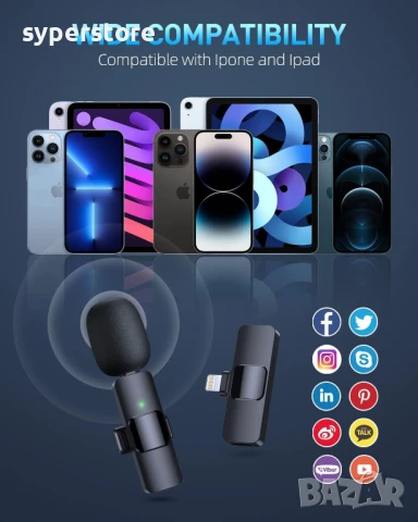 Безжичен микрофон за телефон Digital One SP01081 K9, Wireless Microphone, професионален микрофон, снимка 7 - Микрофони - 50448188