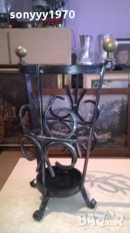 ПОСТАВКА ЗА ЧАДЪРИ ОТ КОВАНО ЖЕЛЯЗО И МЕСИНГ-50Х35СМ, снимка 10 - Колекции - 27400829