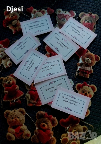 Дървени мечета с късметче за Св. Валентин , снимка 2 - Декорация за дома - 53211991