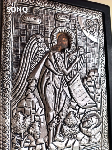 Страхотна Посребрена Икона - Йоан Кръстител, снимка 4 - Икони - 52125220