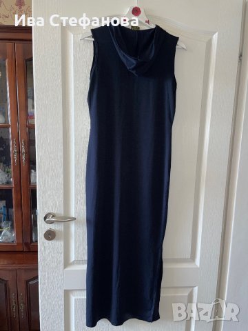 Дълга спортно елегантна черна еластична рокля с качулка , снимка 3 - Рокли - 40718866