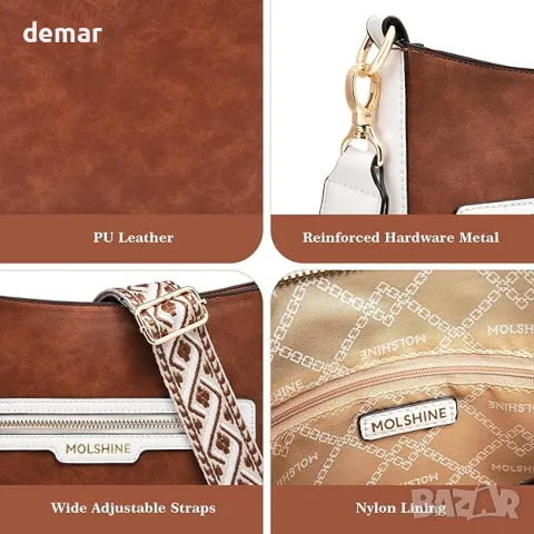 Дамска чанта през рамо molshine с подвижна регулируема широка каишка, снимка 5 - Чанти - 49081530