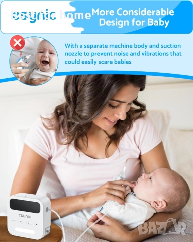 eSynic Професионален бебешки назален аспиратор, 9 нива на засмукване и LED светлина , снимка 6 - Други - 51668359