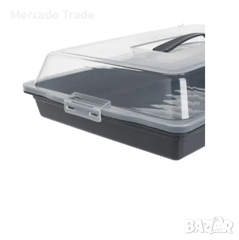 Кутия за сладкиши с дръжка Mercado Trade, Правоъгълна, Сива, снимка 3 - Кутии за съхранение - 50182319