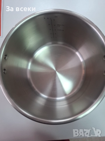 Вътрешен съд от неръждаема стомана с дръжки и плоско дъно 5.7 литра, снимка 4 - Мултикукъри - 51916962