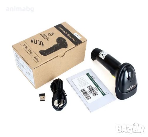 ANIMABG Безжичен лазерен баркод скенер четец използва се в отдел продажби складове леката и средната, снимка 4 - Друга електроника - 44058617