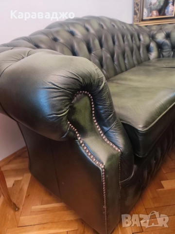 Троен диван Честърфийлд, снимка 6 - Дивани и мека мебел - 52860098