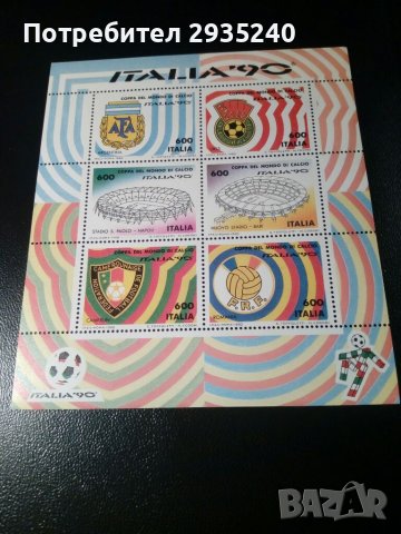 Италия, блокове футбол, снимка 6 - Филателия - 39411623