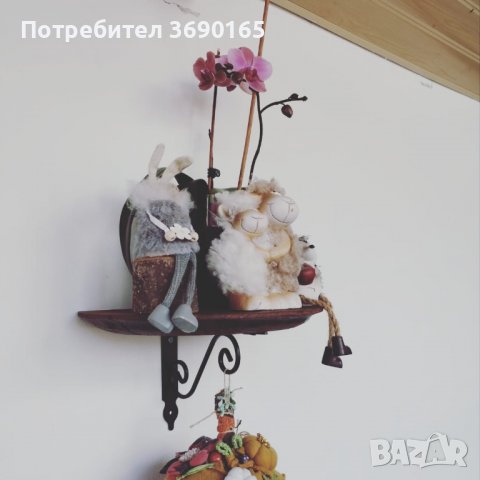 Стенни етажерки, цветарници изработени от дъбов масив с елементи от ковано желязо , снимка 5 - Декорация за дома - 40211525