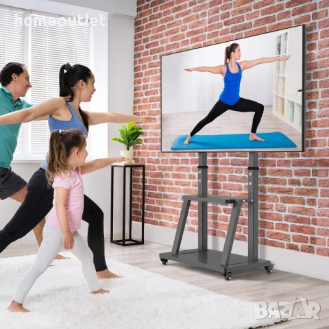 ПРОМОЦИЯ Мобилна стойка за телевизор с рафтове за съхранение на 2 нива UNHO U-990A, снимка 7 - Стойки, 3D очила, аксесоари - 50190717