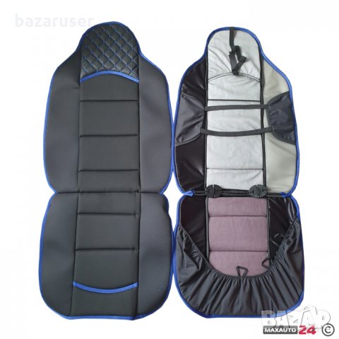 Комплект Универсални Калъфи за Седалки за МПС 2/два/броя к-т Черно със Синьо /31035, снимка 3 - Аксесоари и консумативи - 32570473