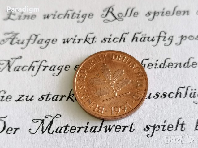 Монета - Германия - 2 пфенига | 1991г.; серия J, снимка 2 - Нумизматика и бонистика - 32800461