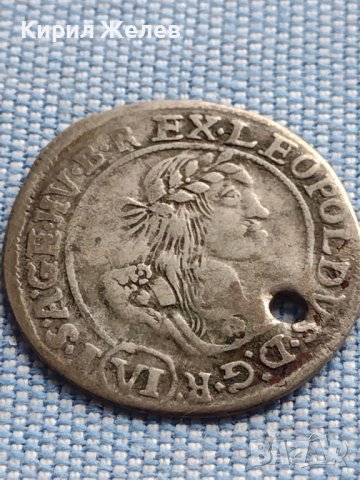 Сребърна монета 6 кройцера 1671г. Леополд първи Кремниц Унгария 13742