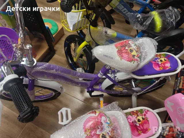 Велосипед с две седалки SIBOG, 14 цола, 3-5 г, светещи помощни колела, багажник, кош, розов, снимка 8 - Велосипеди - 50074636