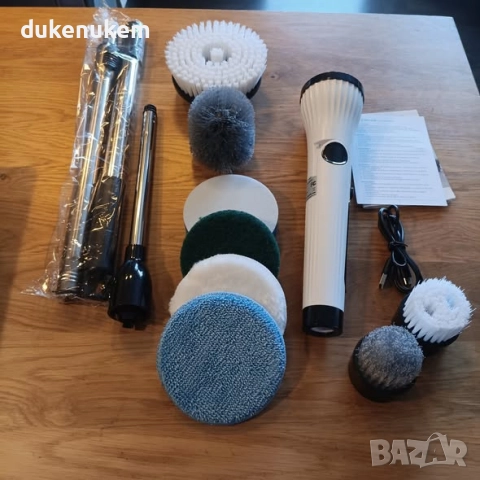 Електрическа въртяща се четка за почистване с дълга дръжка и 8 приставки, 2 скорости, акумулаторна, снимка 7 - Други стоки за дома - 52303241