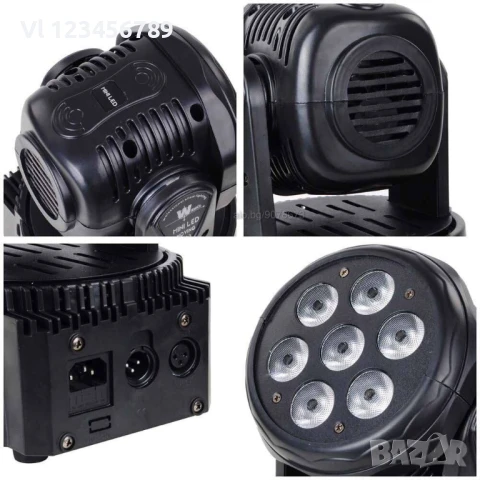 Диско прожектор 7 led mini moving head лед с въртяща се глава, снимка 2 - Други - 50826195