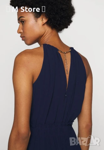 Michael Kors с вградено златисто колие миди рокля - коктейлна / парти рокля - тъмно синя, снимка 5 - Рокли - 51270778