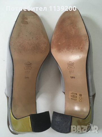 Heyraud Paris 41 луксозни официални френски обувки сребърно и златно , снимка 7 - Дамски елегантни обувки - 32962479