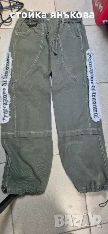 Продавам дамски панталон брезентово зелен, снимка 1