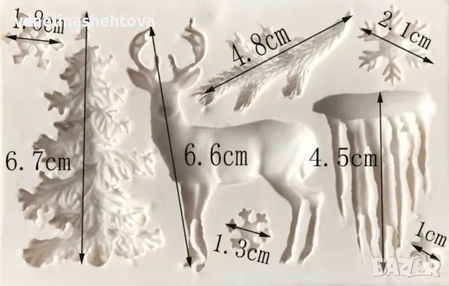 Коледен силиконов молд елен елха снежинки висулки фондан за декорация на торта гипс, снимка 4 - Форми - 47832664