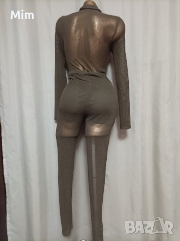  FASHIONNOVA M Зелен гащеризон на мрежа, снимка 3 - Гащеризони - 37271236