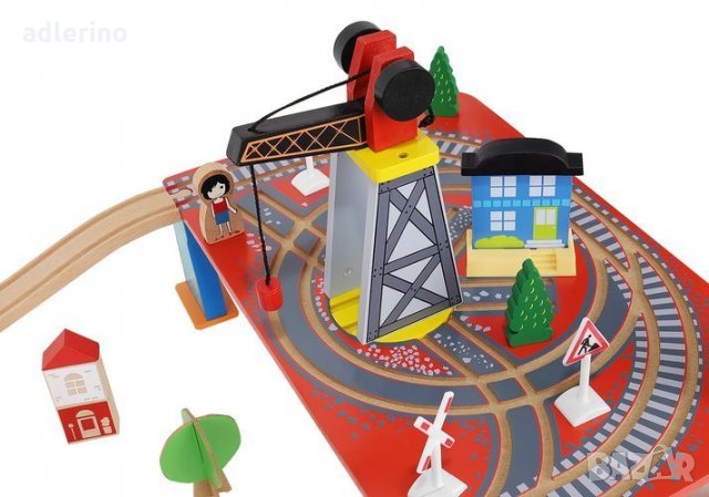 Детска игра Локомотив, дървена писта с влакче, влакова композиция, детско влакче, батерии, 88 елемен, снимка 9 - Влакчета, самолети, хеликоптери - 34154022