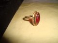 СТАР МЕДЕН ПОЗЛАТЕН ПРЪСТЕН с ЮВЕЛИРНО ФАСЕТИРАН ГРАНАТ АРТ ДЕКО УНИКАТ МАЙСТОРСКИ 21657, снимка 9