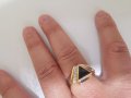 Златен мъжки пръстен с оникс и циркони , снимка 11