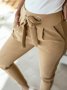 Едноцветни дамски панталони с папионка на талията, 3цвята - 023, снимка 3