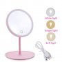 2859 Настолно кръгло огледало с 3 режима на светене и акумулаторна батерия с USB зареждане, снимка 10