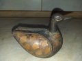 Уникална дървена патица патка с месингов обков, снимка 2