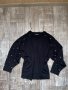Черна блуза лек тънък пуловер овърсайз  широк прилеп перли  Zara , снимка 5