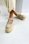 Обувки на платформа - бежов велур - VS59, снимка 2