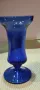 Уникална ваза /свещник синьо стъкло нова, снимка 1