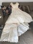Сватбена булчинска рокля царствена естествена сурова коприна шампанско с шлейф, снимка 12