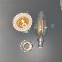 Нощна лампа,за контакт с ключ,лед крушка и Е14~Е27 адаптер,, снимка 2 - Други - 34678877
