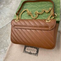 Чантa Гучи Оригинална Златно GG Лого Marmont Кафява Кожа Gucci, снимка 11 - Чанти - 43675939