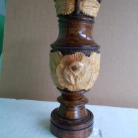 Дървена ваза с инкрустация (дърворезба), снимка 5 - Декорация за дома - 33139227