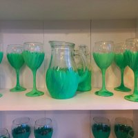 Комплекти чаши и кана в щрихи зелено, снимка 8 - Декорация за дома - 43741426