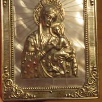 Нагръден знак  медальон богородица, Дева Мария  със седеф -внос от Израел, Йерусалим, снимка 2 - Антикварни и старинни предмети - 28870780
