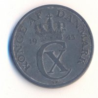 Дания 5 йоре 1943 година, цинк, снимка 2 - Нумизматика и бонистика - 38066421