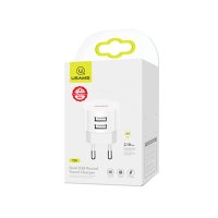 Usams Travel Charging Set Send-Tu Series (T20 Dual USB Round Charger+U35 Type-C cable) White, снимка 1 - Оригинални зарядни - 43758262
