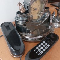 Уникален  старинен ретро музикален часовник телефон, снимка 1 - Антикварни и старинни предмети - 39847825