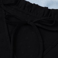 Дамска блуза в черно с къс ръкав и принт на точки, снимка 11 - Корсети, бюстиета, топове - 40494414