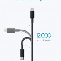 2 броя - Anker USB-A към USB-C кабел за бързо зареждане и данни, найлонова оплетка, 180 см, снимка 3 - USB кабели - 40028126