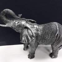 Сребрист импозантен голям слон , снимка 5 - Декорация за дома - 35007730