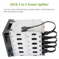Разклонител/сплитер на захранващ SATA кабел към 5 x SATA hdd сплитер, снимка 2 - Кабели и адаптери - 33247072